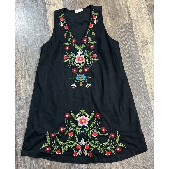 Altar'd Sate Faux Suede Embroidered Flowers V Neck Dress Fully Lined Size L - Picture 1 of 11